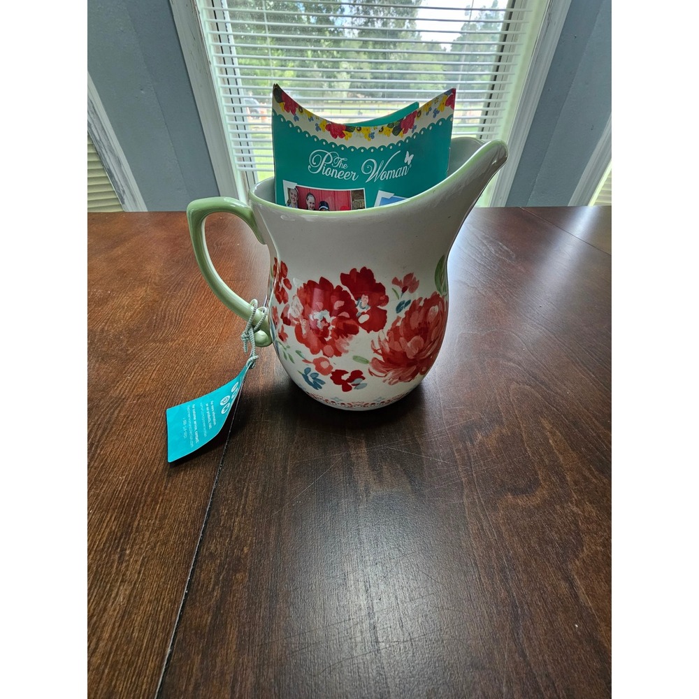 The Pioneer Woman Floral Ceramic Pitcher 1 Quart Measuring Cup Stoneware New